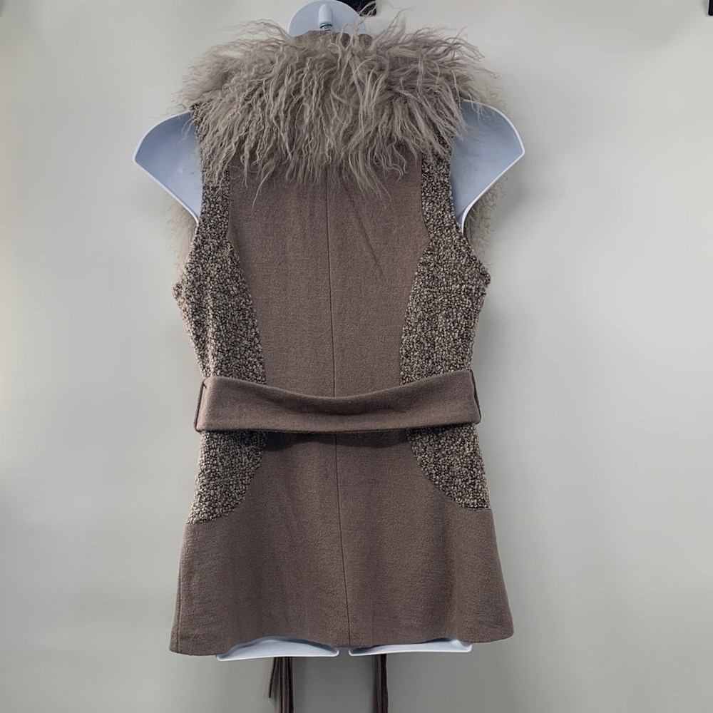 Courage b Women’s Faux Fur Trimmed Vest Brown & Gray Size L - Picture 2 of 9